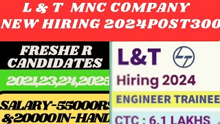 L amp T MNC COMPANY NEW REQUIREMENTS 2024FRESHERPOST1200ALL BRANCH ELIGIBLELATEST JOB UPDATEDHRUV [upl. by Elbag]