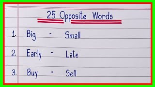 25 Opposite Words in english  Antonyms Words  Opposite Words  Antonyms [upl. by Haase]