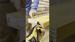 Putting up LVLs as the porch headers construction woodworking foryou logcabin buildingahouse [upl. by Anaujnas]