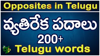 వ్యతిరేక పదాలు Vyathireka padalu TeluguTelugu Opposites  Telugu Words 200 Learn Telugu Grammar [upl. by Niriam]