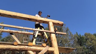 Raising the Rafters Fords Cabin Build Part 7 [upl. by Nnylear]