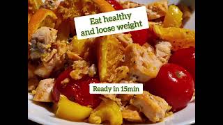 Quick salmon stir fry healthy and tasty meal for balanced eating and weight loss [upl. by Ahsikat]