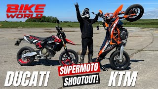 Supermoto Shootout  Ducati 698 Mono Vs KTM 690 SMC R [upl. by Metts62]