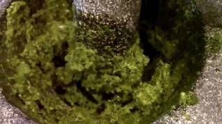 How to make a Basil Pesto with a Mortar and Pestle [upl. by Gino]