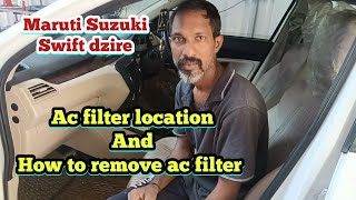 maruti Suzuki Swift dzire ac filter location  how to remove ac filter [upl. by Llerryt]