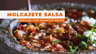 MOLCAJETE SALSA  How To Make Easy Roasted Mexican Sauce [upl. by Imnubulo359]