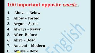 100 opposite words vocabulary [upl. by Melnick]