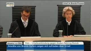 Urteilsverkündung gegen Anders Breivik vom 24082012 [upl. by Yllier876]