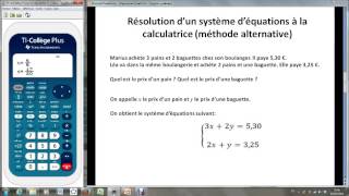 Résolution dun système à la calculatrice Texas Instrument TI [upl. by Zared]