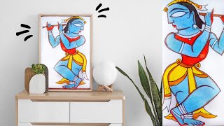 Best JAMINI Roy painting for beginner  Krishna by JAMINI Ray EASY Tutorial [upl. by Onez]