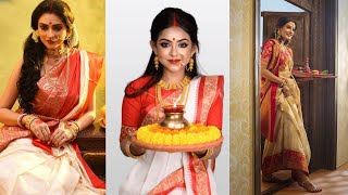 Bengoli Saree Look For Pujoযে কোনো রকম পুজোর জন্য বাঙালির কিছু শাড়ি পরার স্টাইল [upl. by Ellenrahs]