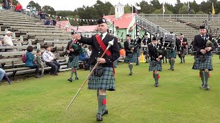 Ballater Pipe Band opening parade at Braemar Gathering site for 2019 Braemar Junior Highland Games [upl. by Langston]