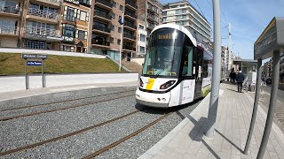 The Belgian Coastal Tram leaves Wenduine Centre [upl. by Asum398]