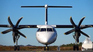 Widerøe Dash 8 Q400 Startup and landing at Stord Airport Oct 2020 [upl. by Garrek]