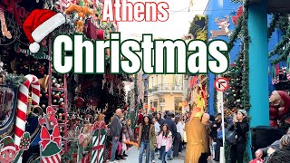 Athens Christmas Lights amp Markets  A Walking Tour Through Festive Greece [upl. by Burrus]