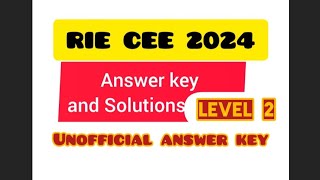 RIE CEE 2024REGIONAL BED ANSWER KEY amp SOLUTION LEVEL 2 BY PRASANTA SIR OF DCS LEARNING ACADEMY [upl. by Delphine]