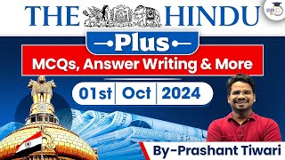 The Hindu Newspaper Analysis through Questions  01 Oct 2024  Daily Current Affairs  StudyIQ [upl. by Gayl559]