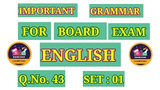 SET  01  Q43 ENGLISH  CLASS X  IMPORTANT GRAMMAR FOR BOARD EXAM NCERTCBSE [upl. by Salkcin]