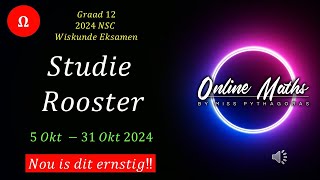 Graad 12 Wiskunde STUDIE Rooster en wenke vir NSC Nov ekamen 2024 [upl. by Aronoh]