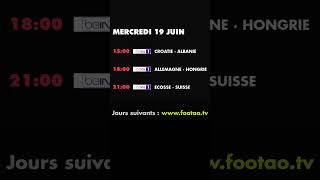 foot à la TV aujourdhui mercredi 19 juin Programme TV foot ce soir foot TV match ProgrammeTV [upl. by Ecertap]