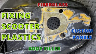 Scooter Plastic Body Panel Repair  Plastic Welding Hot Staples Fiberglass Fairings  T1  Part 5 [upl. by Allak271]