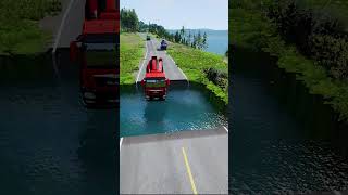 Cement mixer truck vs massive water pit 13  beamngdrivemods doublespeedbumps carsvswaterpit [upl. by Anitsirhcairam]