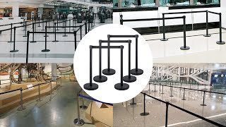 How to Install Stanchion Queue Post Black 65ft Retractable Belt Stanchion [upl. by Feucht19]