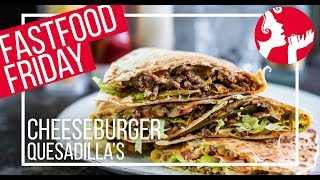 FASTFOOD FRIDAY Cheeseburger Quesadillas  OhMyFoodness [upl. by Legim]