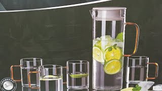 GLASS SET AND JOG SET cristal glass glassset jogos jogset waterglass waterjog kitchen [upl. by Oyam624]