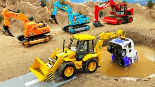 Police car JCB Excavator Construction Vehicles catch thief  Toy for kids [upl. by Modesta]