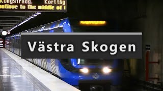 Västra Skogen Station Stockholms Tunnelbana med c20 tåg [upl. by Aynatahs]