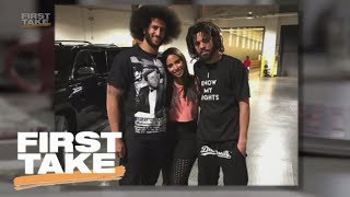 First Take Reacts To Rapper J Cole Supporting Colin Kaepernick  First Take  ESPN [upl. by Ardnoid]