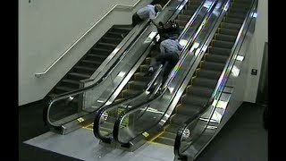 Woman in wheelchair tumbles down escalator at Portland airport [upl. by Anitneuq750]