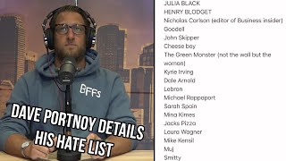 Dave Portnoy Details His Hate List [upl. by Anbul499]