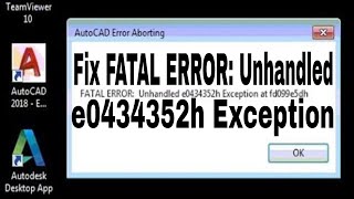 How to Fix Autocad FATAL ERROR  Unhandled e0434352h Exception at 12050d84 [upl. by Lallage]