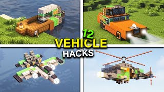 MINECRAFT 12 Working Vehicle Build Hacks Land Air Water [upl. by Yeloc692]