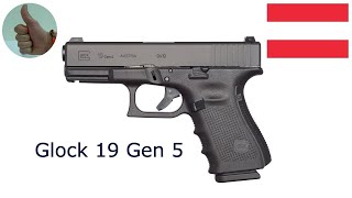 Glock 19 5th generation 9 mm Parabellum 9x19 mm9 mm Luger [upl. by Atteugram]