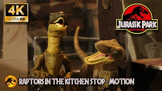 Jurassic Park  StopMotion Raptors in the Kitchen Scene  4k [upl. by Anelrac]