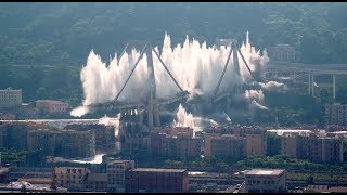 Remains of Italys Morandi Bridge Destroyed to Open Way for Reconstruction [upl. by Edualc]