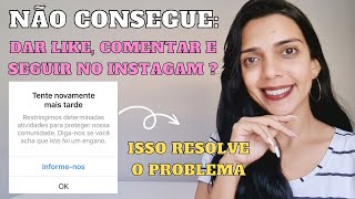 Restringimos determinadas atividades para proteger a nossa comunidade Instagram RESOLVIDO [upl. by Dambro]