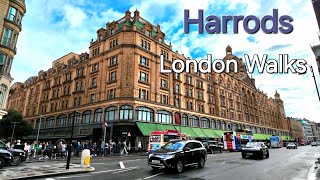 London Walks Harrods 23 Aug 2024  Exclusive shopping street Guess Harvey Nichols Knightsbridge [upl. by Gerius]