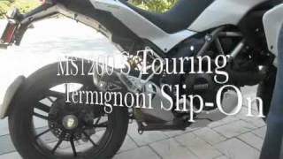 Multistrada 1200 Termignoni Stubby SlipOn exhaust VS stock [upl. by Odlamur]