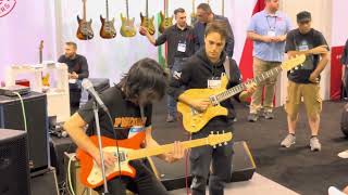 Matteo Mancuso amp Tomo Fujita LIVE JAM at NAMM 2024 NAMMShow namm2024 guitarsolo [upl. by Odrautse]