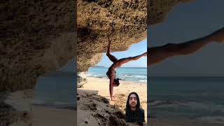 Handstand on the Beach  Chebyjane shorts yoga stretching [upl. by Ynatil]