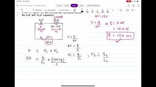 A 10 microfarad capacitor is charged to 15V It is next connected in series with an unchanrged 5uF [upl. by Acila296]