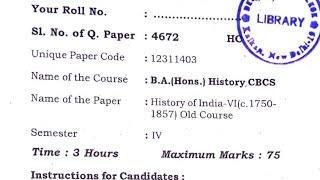 History of India 17501857   History Minor Question Paper  4th Semester  Ba Program  PYQ [upl. by Ardnod]