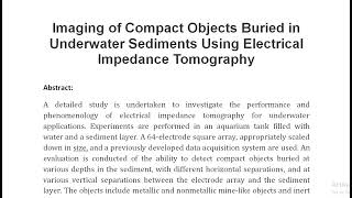 Imaging of Compact Objects Buried in Underwater Sediments Using Electrical Impedance Tomography [upl. by Bega408]