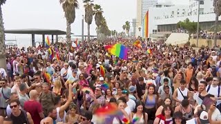 Tens of thousands join Tel Aviv Pride Parade [upl. by Zeuqram428]