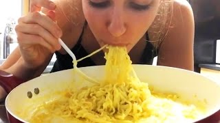 Rameroni and Fine Aged Cheese Fondue Original Recipe  MUKBANG  EATING SHOW [upl. by Geri67]