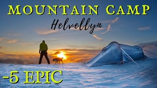 SUB ZERO SNOWY MOUNTAIN CAMP  Striding Edge to Helvellyn Summit Wild Camping Solo Lake District UK [upl. by Llemhar]